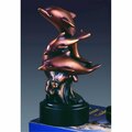 Marian Imports F Three Dolphins Bronze Plated Resin Sculpture 12104